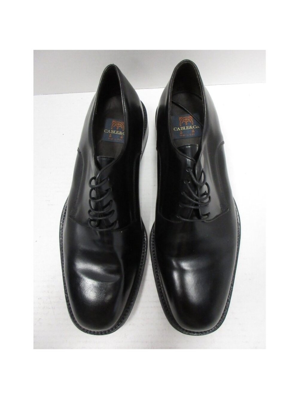 VINTAGE Cable & Co Shoes 11 Derby Leather Plain Toe Made In Italy *